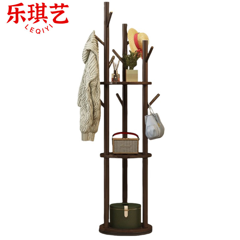 乐琪艺 衣帽架 胡桃色 个高清大图