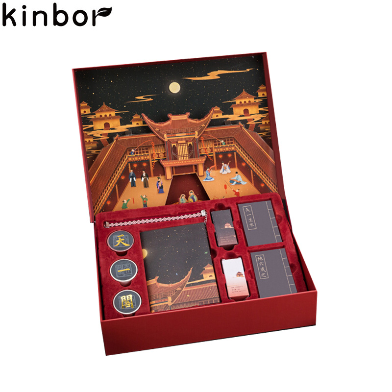 kinbor文具套装DTB6573学生礼盒手账本 创意礼物13件套手帐本（A6刺绣笔记本子钢笔和纸胶带）丹楹戏彩