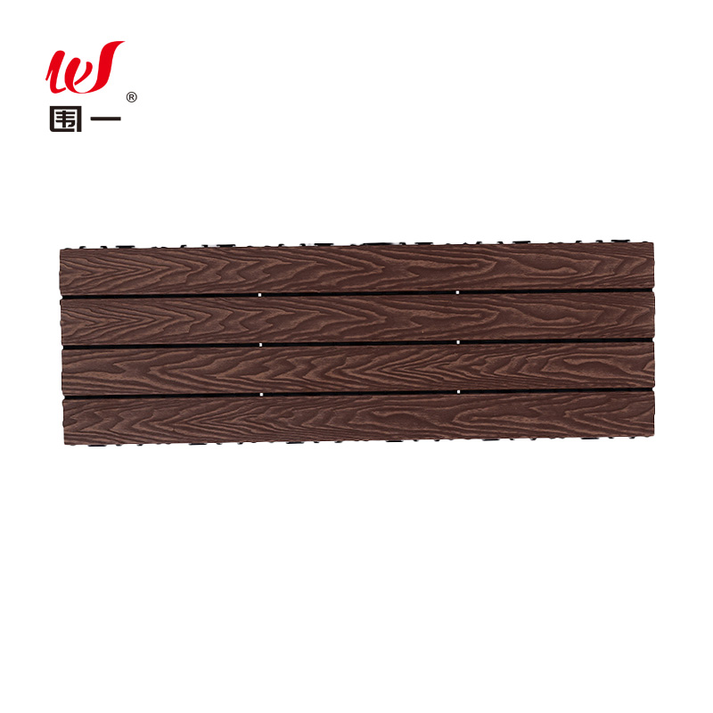 围一 塑木地板 3D雕花咖啡色-600*22MM 片高清大图