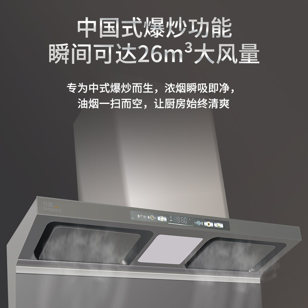 兴邦顶侧双吸烟灶套装5.2KW直燃火挥手感应一级能效台嵌两用大吸力套餐高清大图