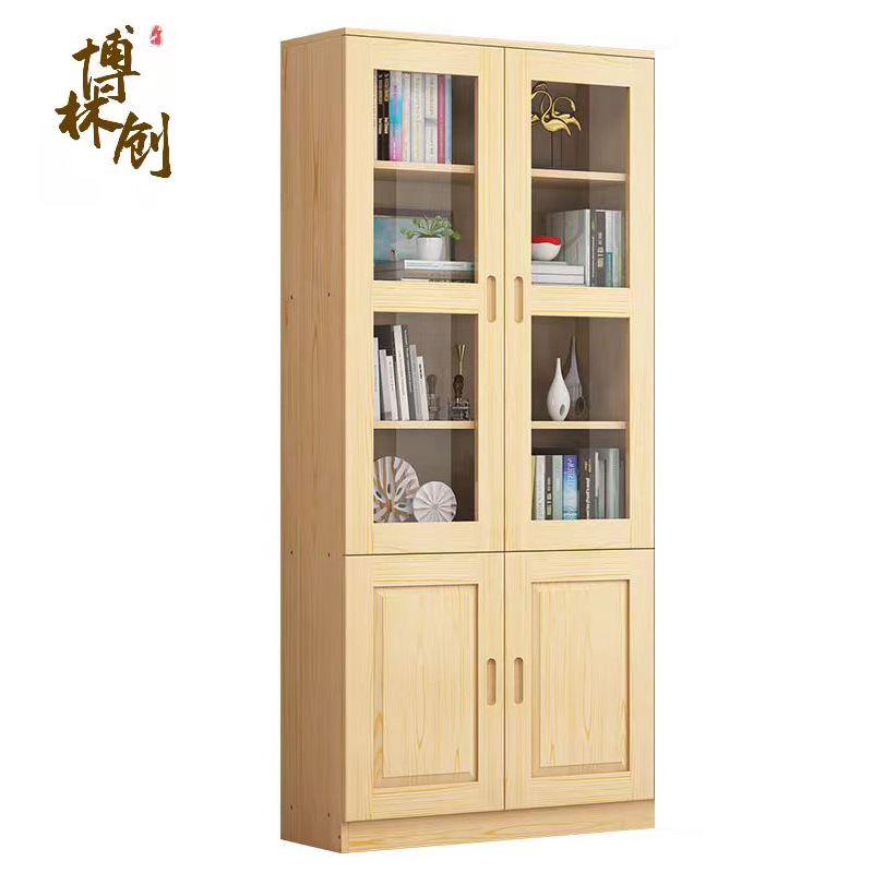 博林创 松木书柜 0.8米二门 /个高清大图