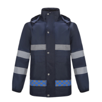 FX004户外交通执勤反光雨衣裤套装 分体双层加厚骑行防水(165-190)藏青色