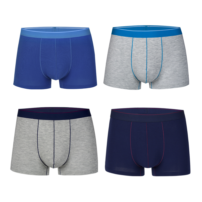 健将jianjiang男士平角内裤莫代尔潮流性感时尚四角短裤衩4条装