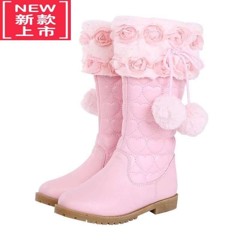 可莉允女童靴子加绒冬2022新款马丁靴女孩高筒长靴软底公主靴儿童高跟靴图片