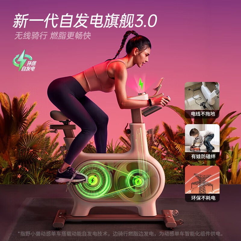 野小兽M2M AI智能动感单车 白色高清大图