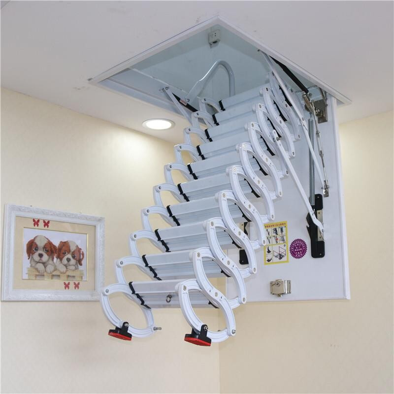 五庭门阁楼楼梯消防梯智能梯全自动伸缩梯家用梯子仓库室内升降隐形梯