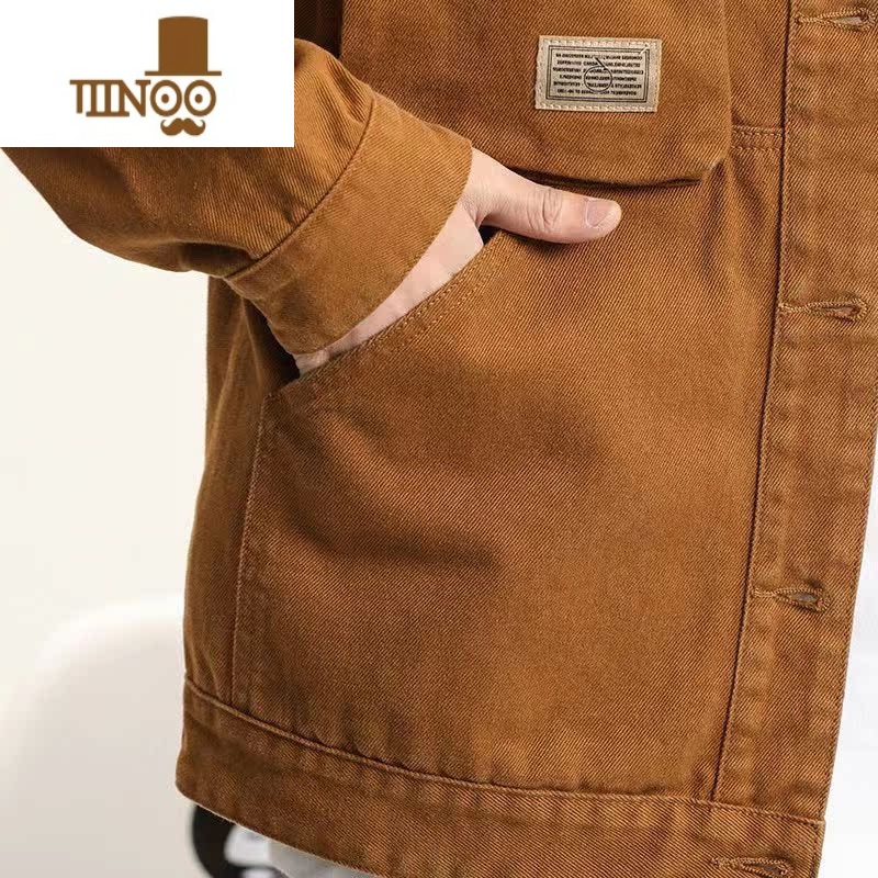 YANXU美式复古多口袋牛仔外套男潮牌宽松百搭工装夹克2023秋季上衣高清大图