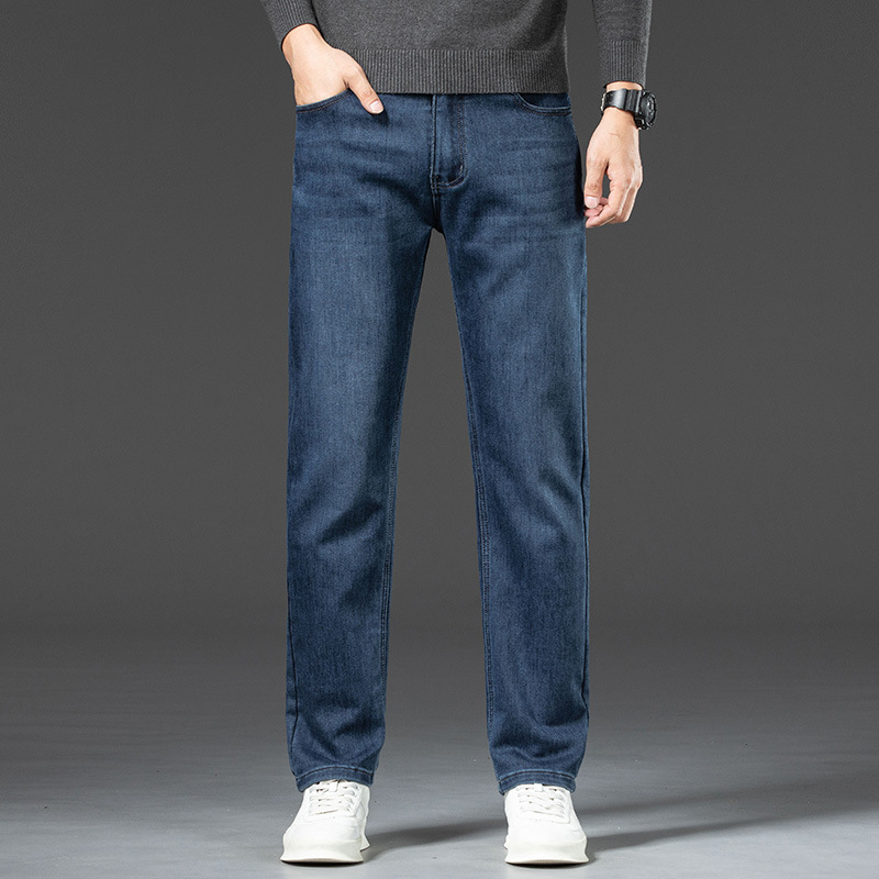 常规加绒可选秋冬季加绒牛仔裤男新品宽松直筒休闲裤弹力商务 9811雾霾蓝厚款 31（2尺4）130斤