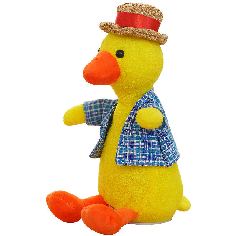 沙雕复读鸭子玩具录音会点头唱歌学人说话的加油公仔男生|黄色复读鸭