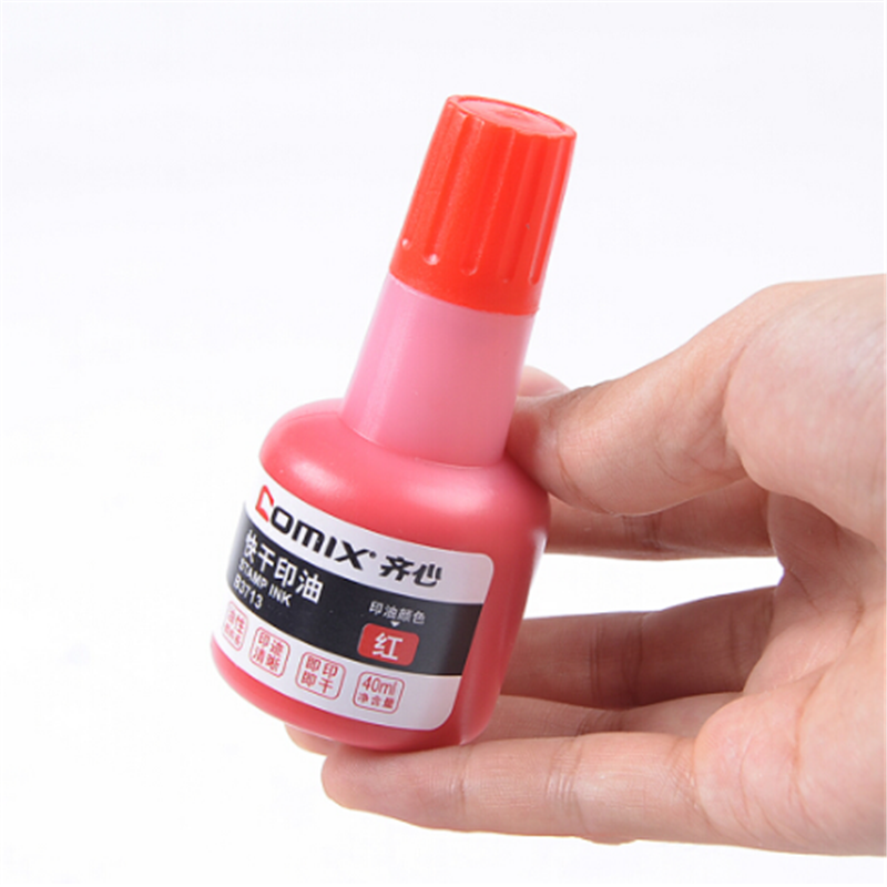 齐心(comix) B3713红色快干印油40ml 5瓶装 SQ