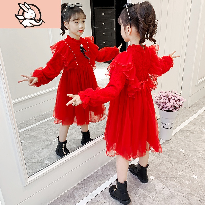 HUAYANGTU女童秋冬连衣裙2020新款儿童洋气加厚公主裙中大童冬季小女孩裙子裙子童