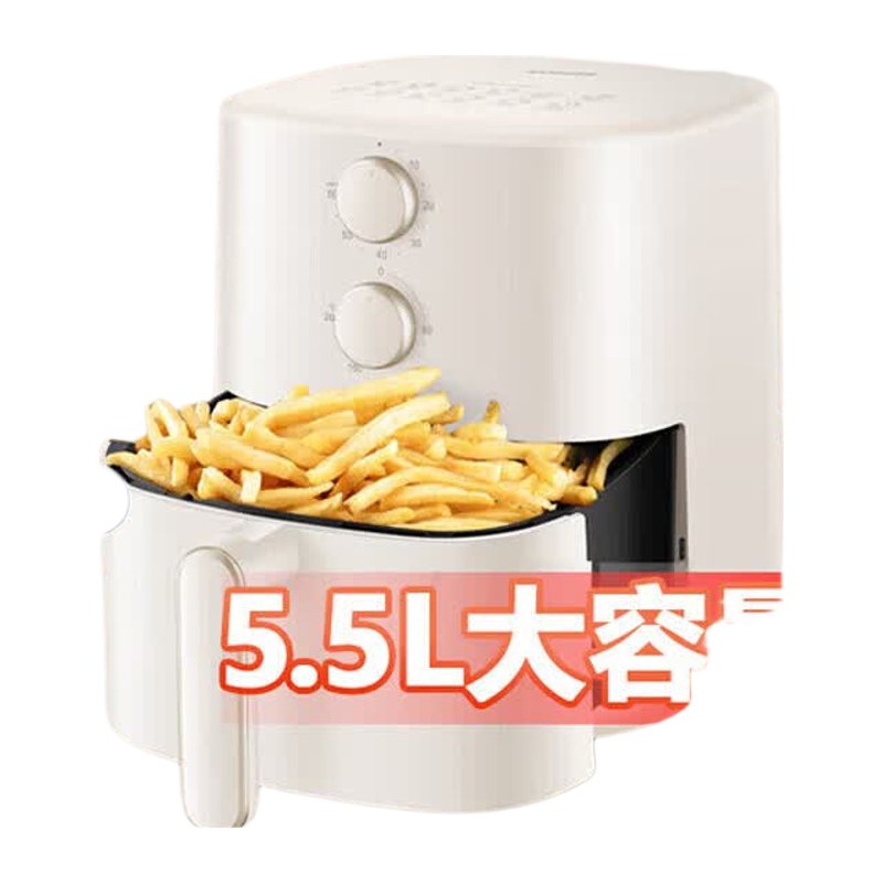 苏泊尔(SUPOR)空气炸锅智能精准控温控时无油蒸汽嫩炸家用大容量多功能炸烤箱 【双旋钮控温】KJ55D78 5.5L