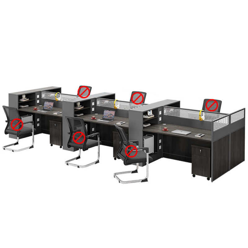 芙瑞塔隔断工位 六人位+柜张高清大图