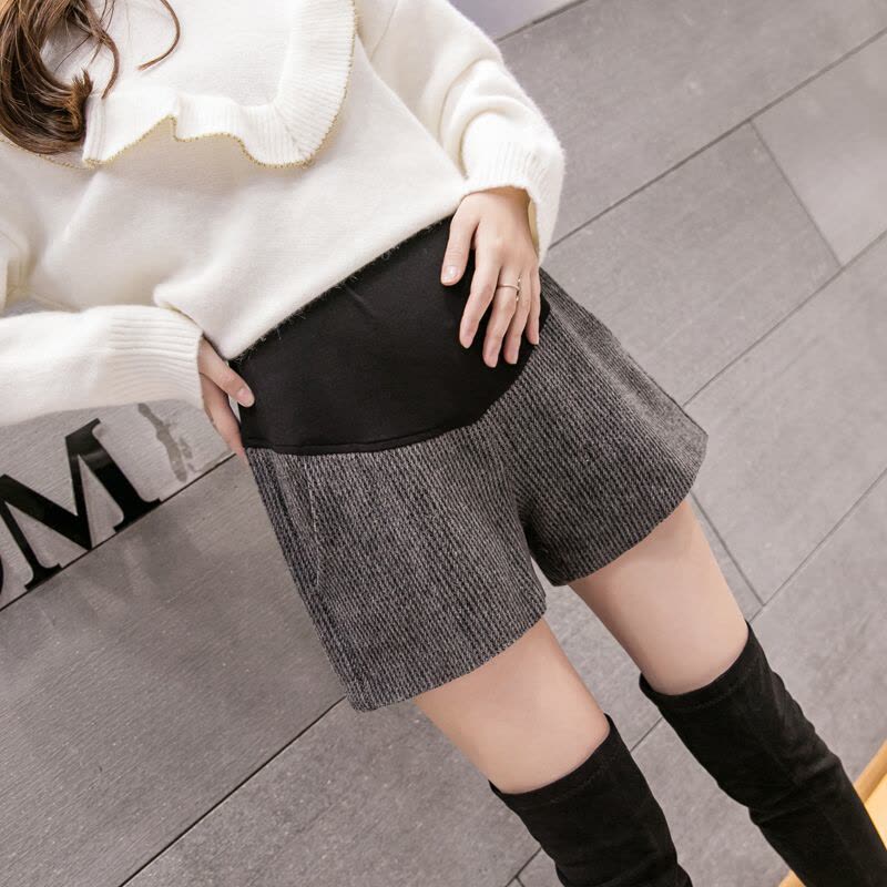 迪鲁奥(DILUAO)LYL孕妇装 孕妇裤 孕妇装秋季 孕妇裤秋季 孕妇裤子孕妇阔腿裤 孕妇毛呢短裤靴裤F798-2图片