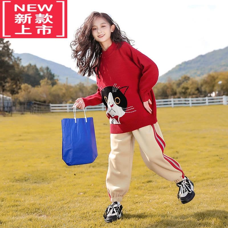 可莉允女童毛衣2022新款洋气儿童打底衫秋冬大童圆领女孩冬季套头针织衫图片