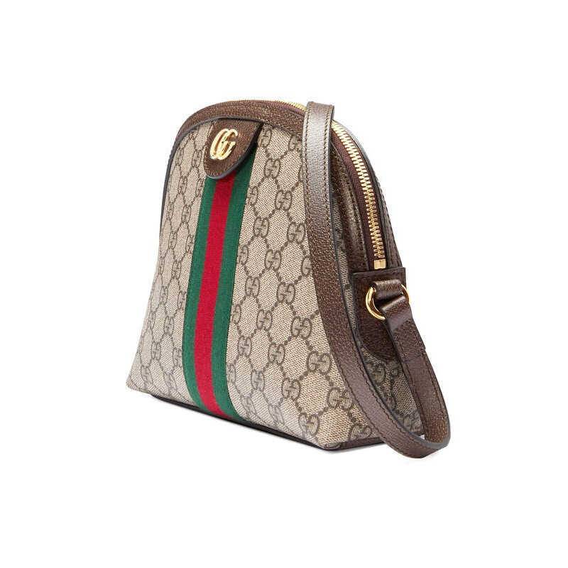 海外直邮gucci古驰19新款印花帆布配皮复古小号棕色单肩包斜挎包