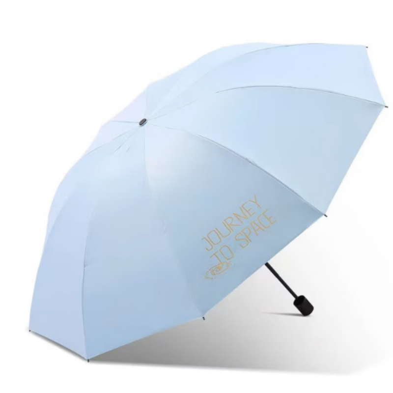 天堂双人晴雨伞三折太阳伞三折10k钢骨玻纤彩胶防晒手动伞下114cm净空蓝 净空蓝
