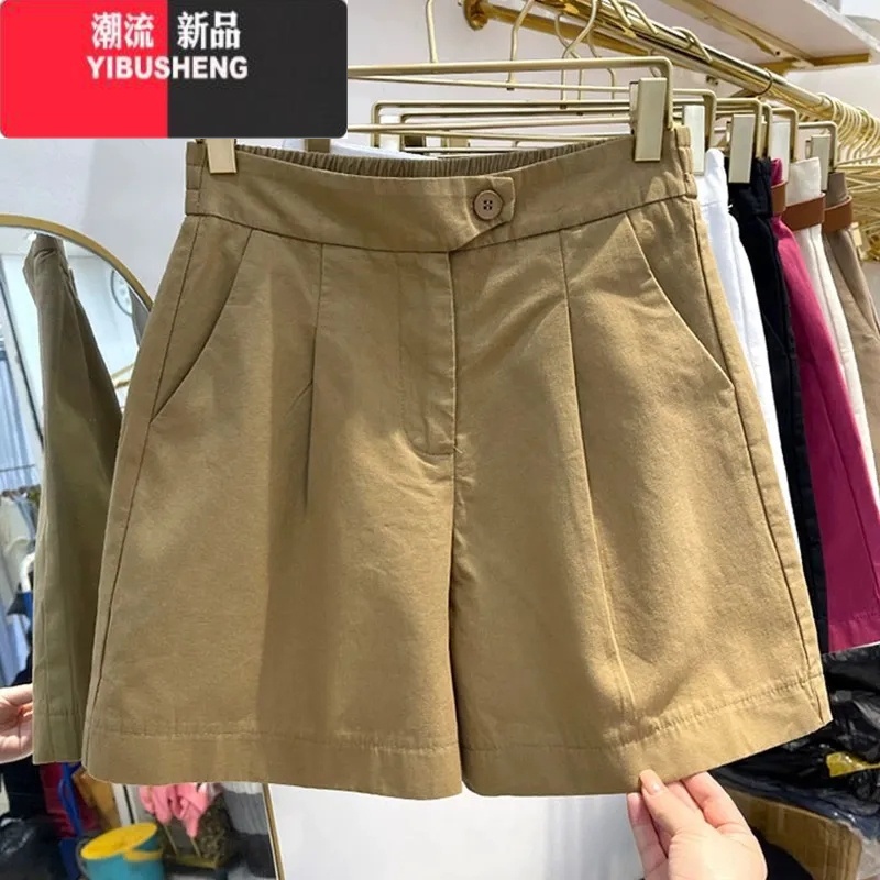 YIBUSHENG季薄款休闲短裤女胖妹妹显瘦梨型身材宽松阔腿五分裤棉麻高清大图