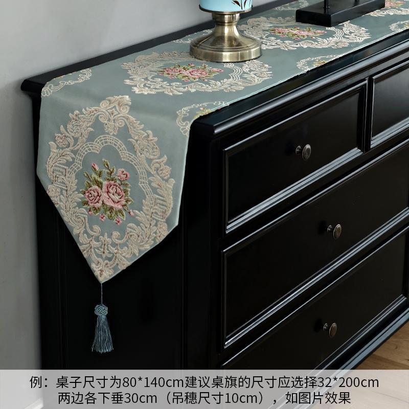 家柏饰(CORATED)欧式桌巾布艺餐桌装饰布长条简欧家用鞋柜电视柜桌布茶几禅意桌旗 花柒桌旗 桌旗32*200cm高清大图
