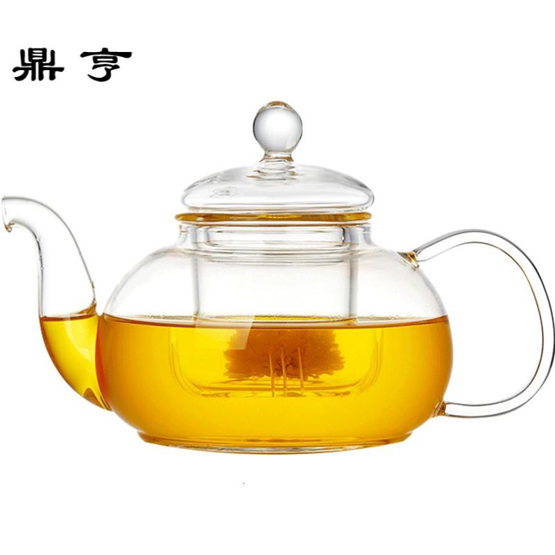 鼎亨 加厚花茶壶玻璃泡茶壶带过滤耐高温家用玻璃茶壶茶具套装