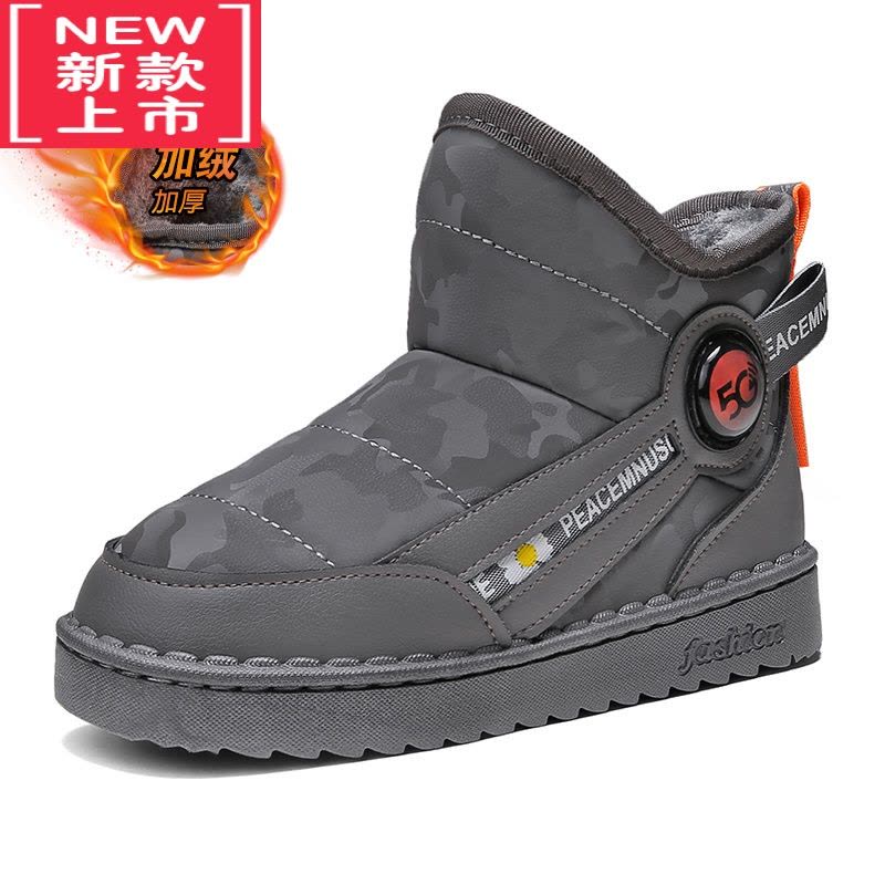 可莉允儿童棉鞋2022冬季新款男童中大童运动大棉保暖雪地靴加绒加厚靴子图片