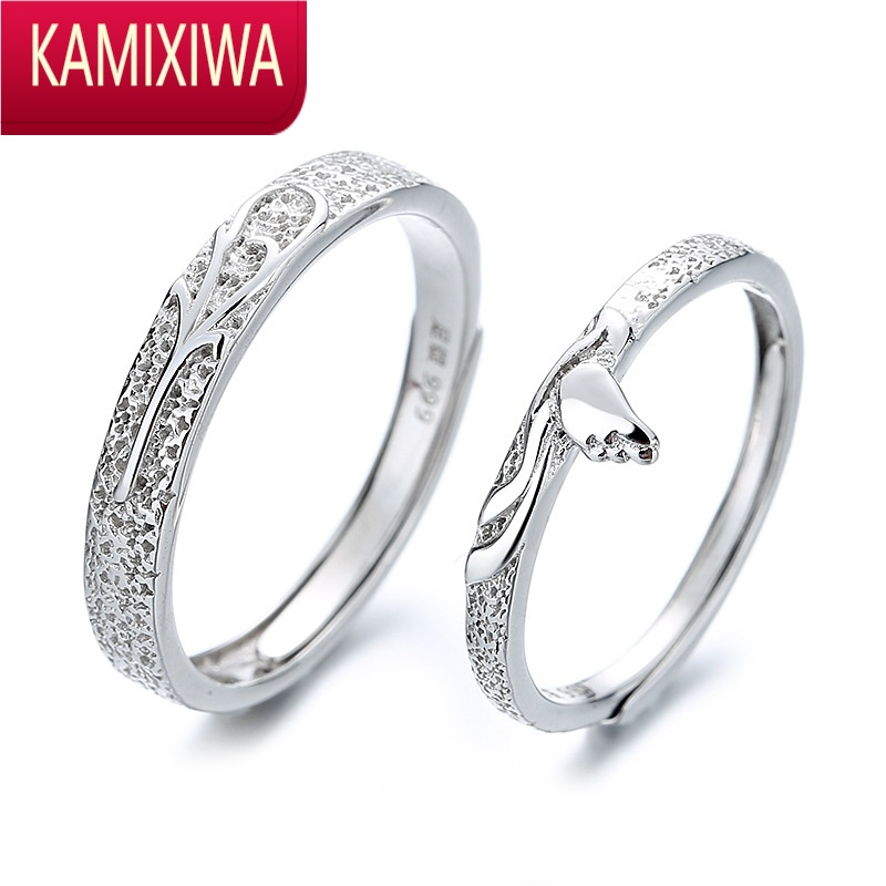 KAMIXIWA999银蓝桉与鸟情侣款戒指女一对时尚小众设计感轻奢对戒送女友
