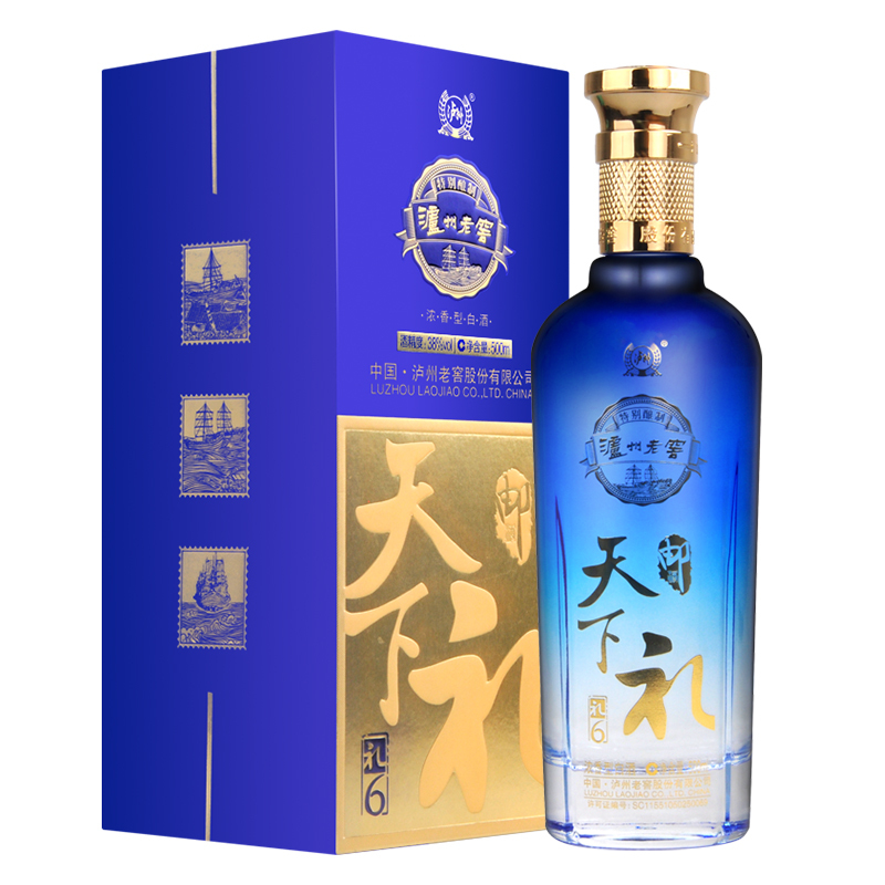 泸州老窖 浓香型白酒 泸州邮礼天下酒 38度 礼6 单支礼盒 500ml*6瓶 白酒整箱