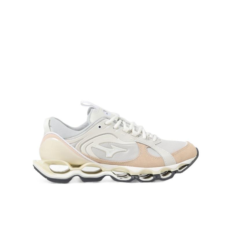 美津浓(Mizuno)男款圆头系带运动鞋绒面革拼接聚氯乙烯跑鞋