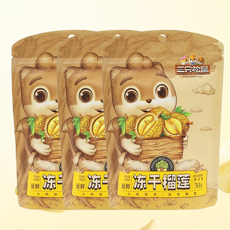 三只松鼠榴莲干休闲零食水果干果脯脆果小吃30g*3袋高清大图