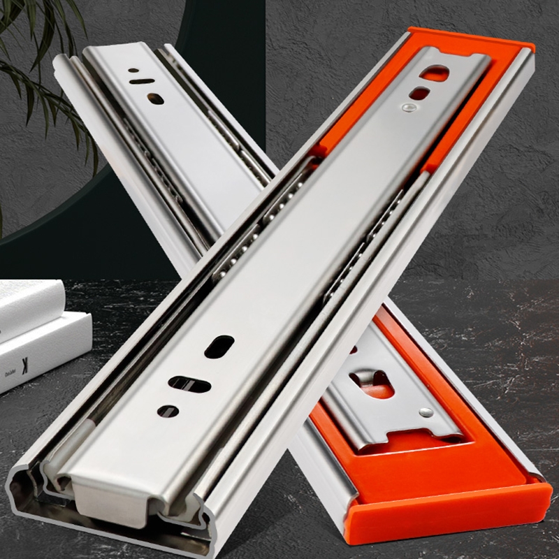 抽屉轨道滑道不锈钢三节轨道滑轨阻尼缓冲古达反弹轨道导轨