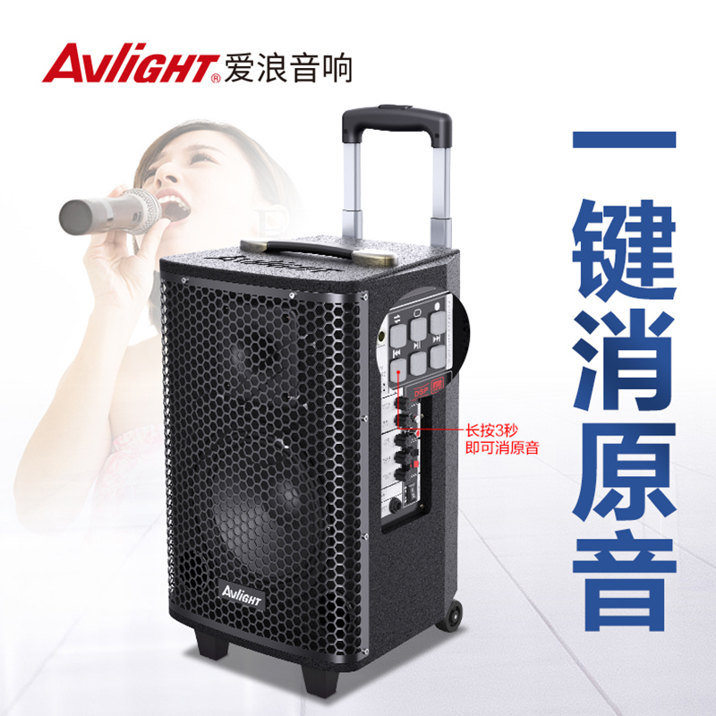 爱浪(AvliGHT)TA-12户外广场舞音响大音量唱歌移动拉杆音箱家用k歌专业演出带无线话筒跳舞重低音大功率
