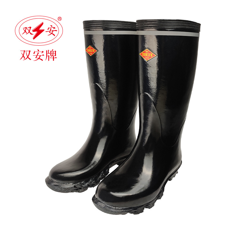 三连环 双安长筒6KV电绝缘靴反光条 矿用防电雨靴高耐磨防滑鞋高清大图