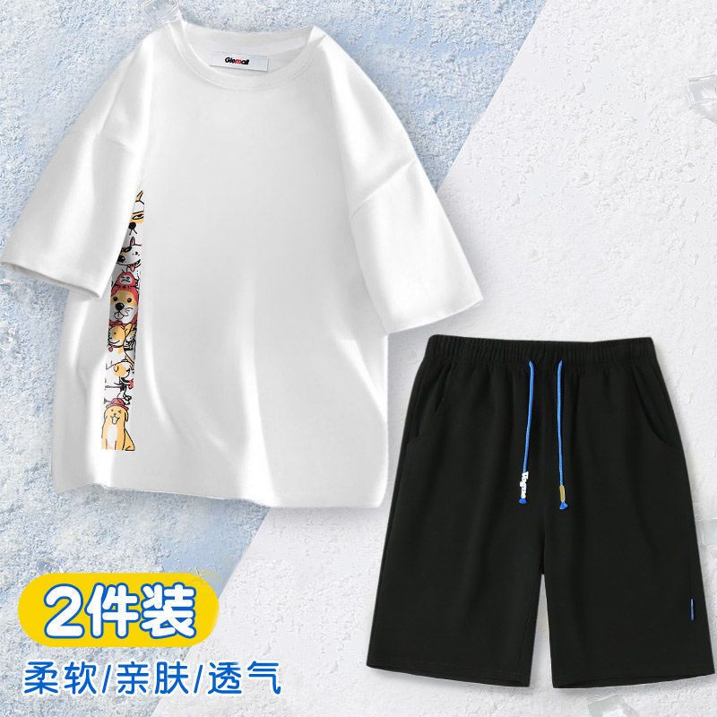 森马集团旗下GleMall新款潮男夏天短袖t恤男休闲宽松短袖套装男