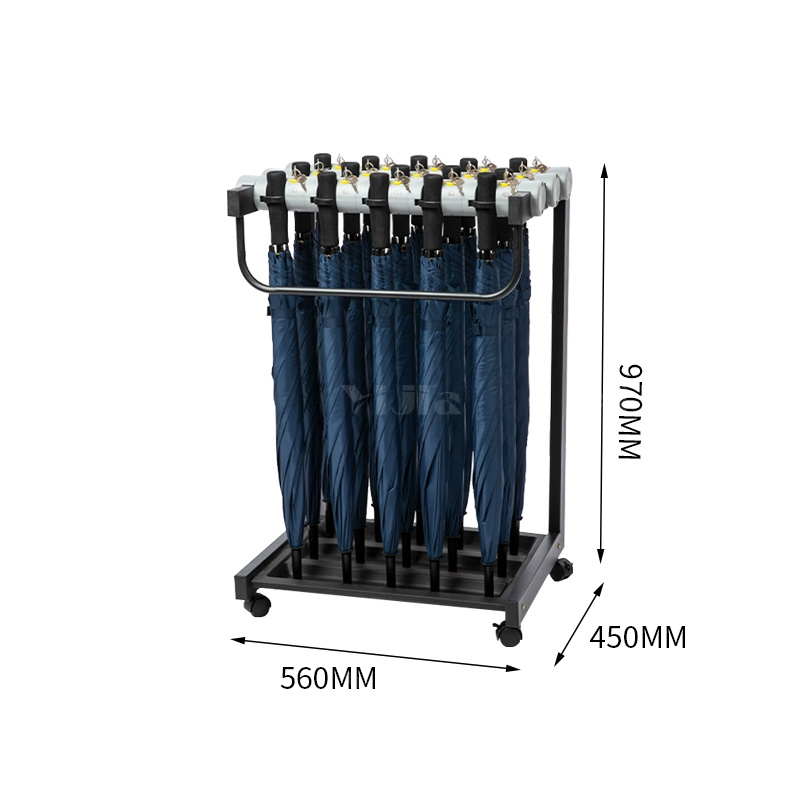 翌嘉YJ4122859 雨伞架大容量伞架商用酒店铁艺含锁雨伞收纳架 加高款15头含15把伞高清大图