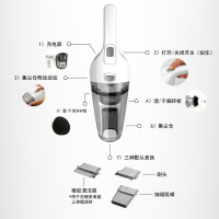 美国百得(blackdecker)家用干湿两用无线手持吸尘器 锂电充电 强力大吸力小型吸尘机白色WD7201W-A9