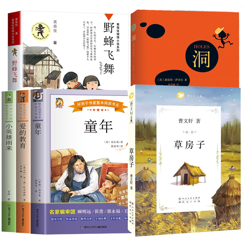 [6册]课外书全套 [正版]2024深圳市罗湖区六年级上学期暑假阅读书目草房子+野蜂飞舞+洞+童年适合10-11-12岁高清大图