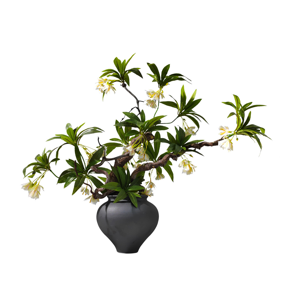 小窝厘 新中式仿真花艺假花绿植样板房软装饰品桌面摆件 (陶瓷花器+龙柳枝+仿真花)货号1460