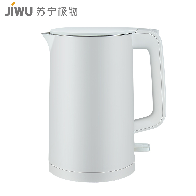 苏宁极物 无缝一体内胆 双层保温防烫 304食品级不锈钢 1.7L大容量 电热水壶 品牌温控器 自动断电 防干烧
