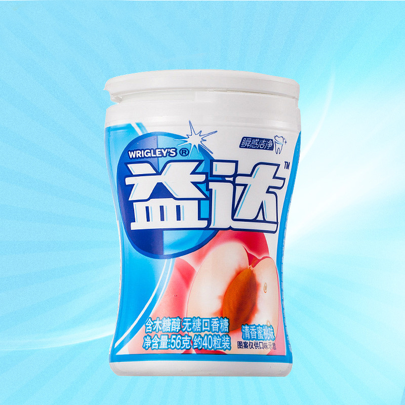益达extra口香糖蜜桃味40粒56g