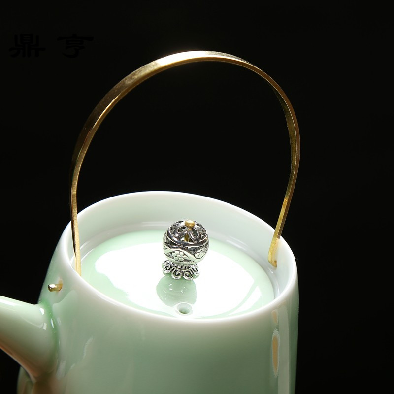 鼎亨青瓷茶壶陶瓷功夫茶具小茶壶提梁壶梅子青粉青泡茶壶小号单茶