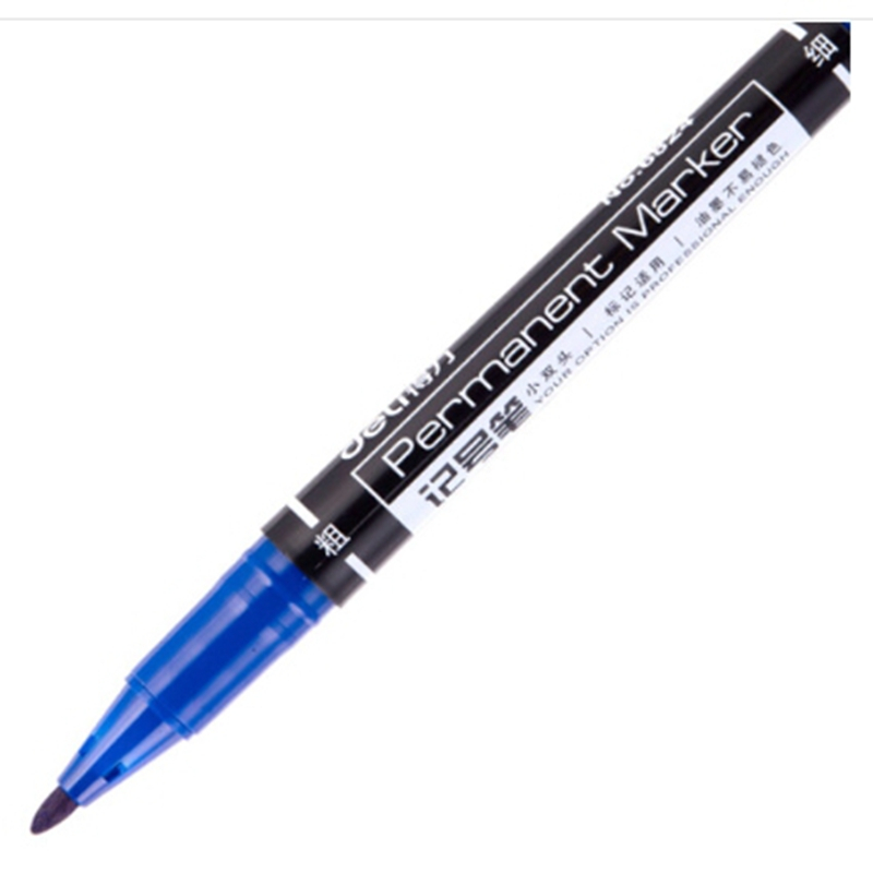 得力6824小双头记号笔(蓝色)粗头1.5mm 细头0.5mm勾线笔马克笔12支/盒