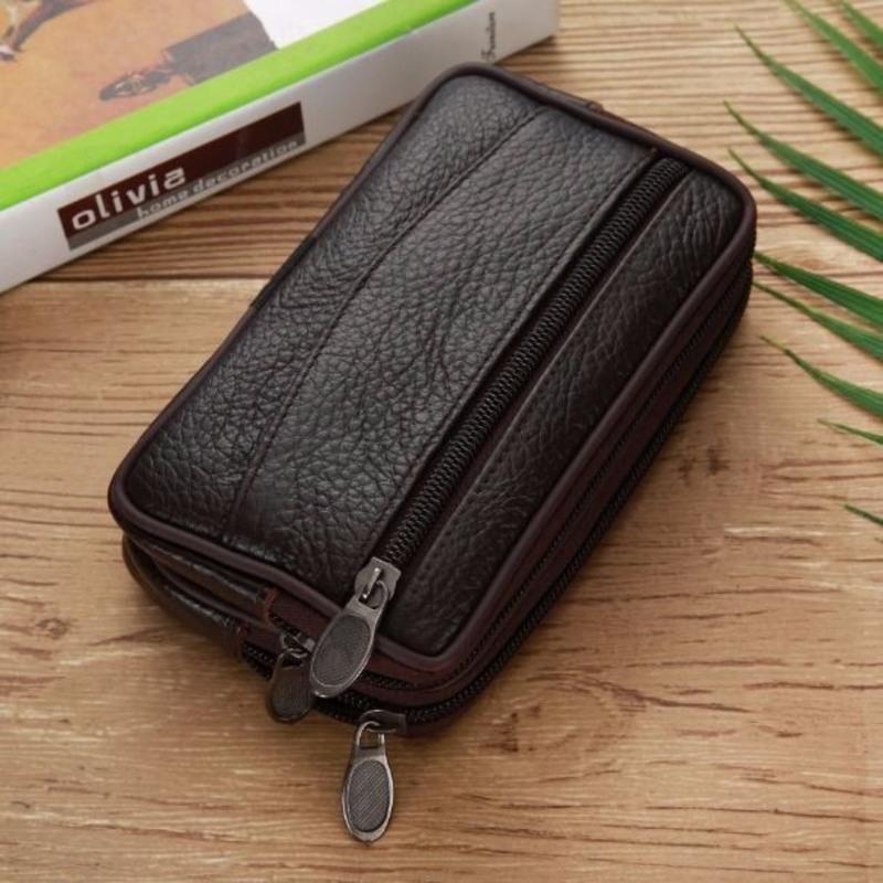 工地男士真皮腰包手机包穿皮带6寸65寸钱包腰包男单层真皮6寸横款