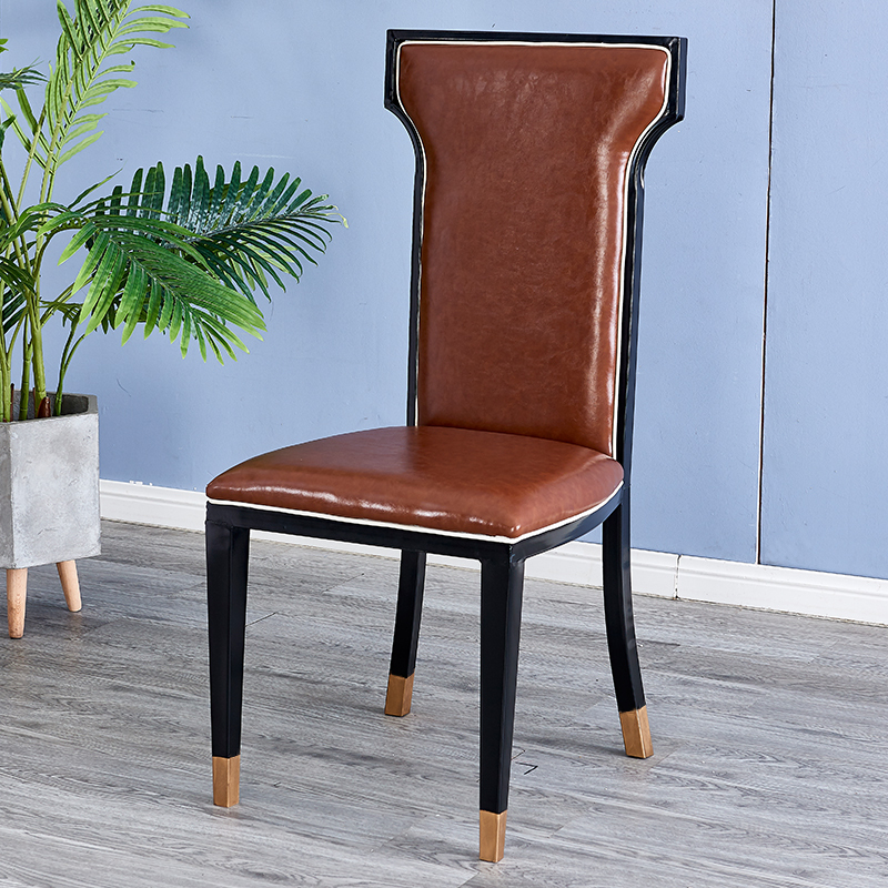 皇豹酒店包厢椅子现代简约轻奢铁艺主题靠背餐厅火锅店饭店新中式餐椅