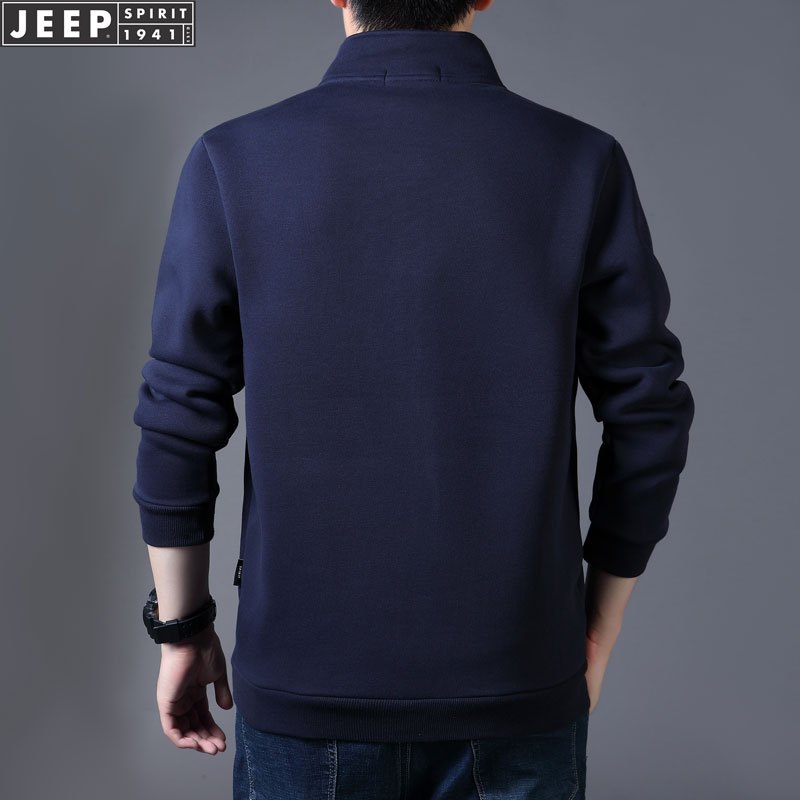 JEEP SPIRIT吉普夹克男纯棉立领开衫男装商务休闲上衣夹克衫卫衣男秋冬百搭外套