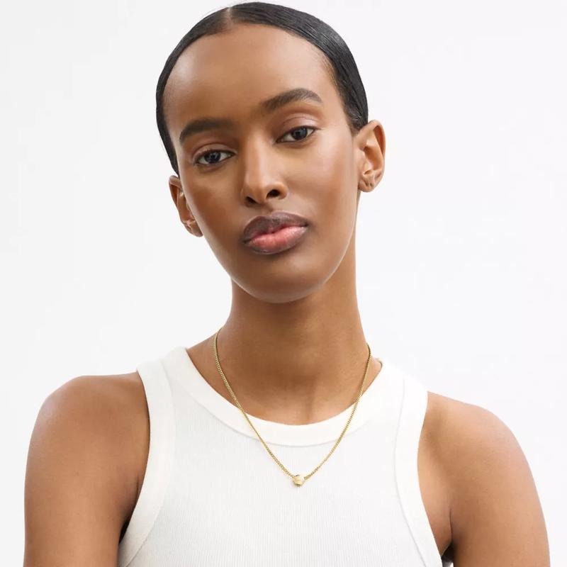 COACH女士锁骨链铆钉吊坠项链可调节长度百搭潮款高清大图