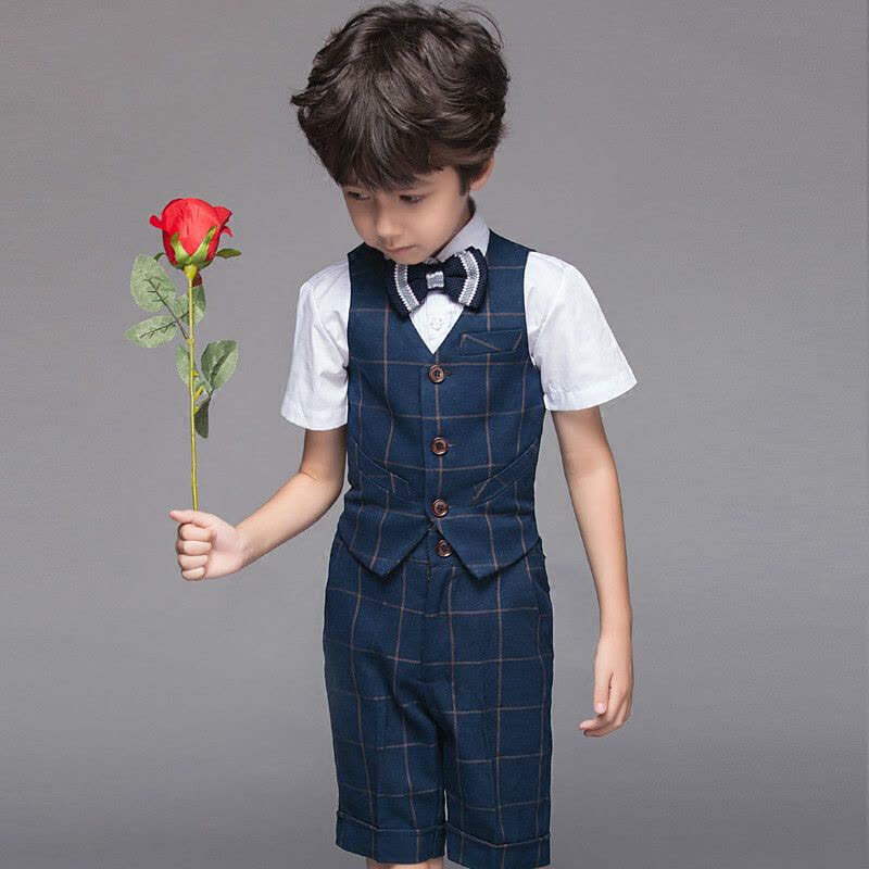 迪鲁奥(DILUAO)花童礼服男童短袖马甲套装演出服走秀钢琴表演服婚礼儿童中大童夏图片