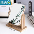 敬平化妆镜子可折叠收缩简易小巧加梳子套装结婚用随身欧式小清新便携 棕色竖款小号[送安装工具]-F39