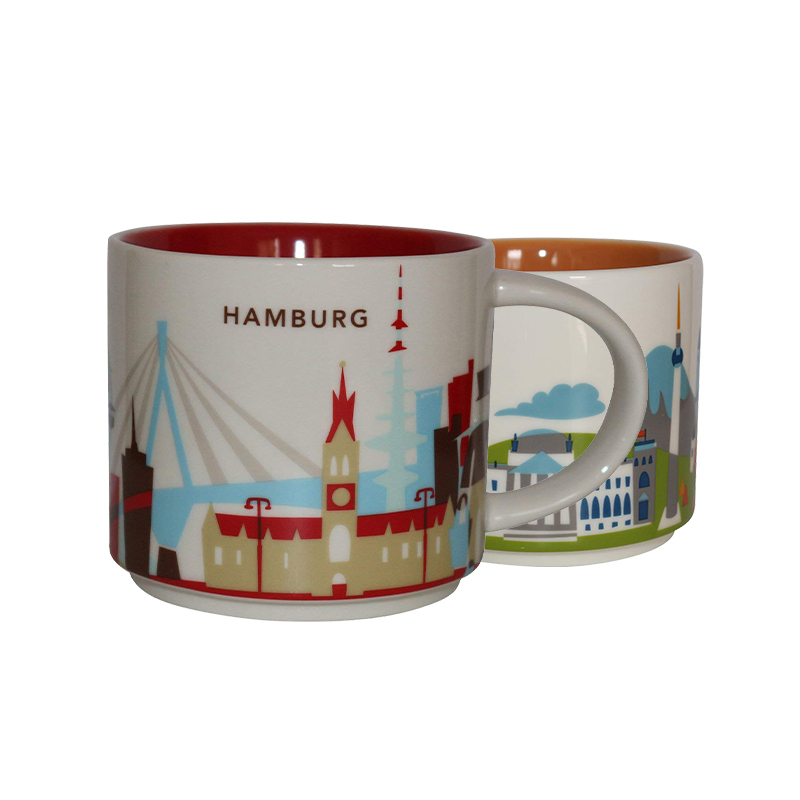 [德国纪念版]星巴克(Starbucks)Hamburg汉堡城市主题陶瓷马克杯 414ml 星巴克杯子 德国进口