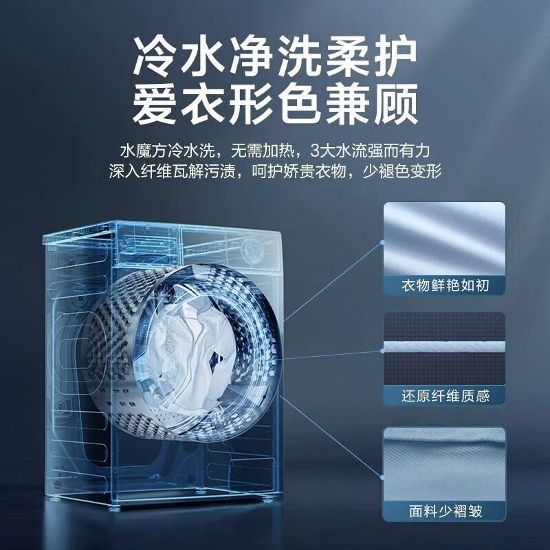小天鹅(LittleSwan)10KG滚筒洗衣机小乌梅水魔方防缠绕智能投放大筒径 洗烘一体 TD100SC81