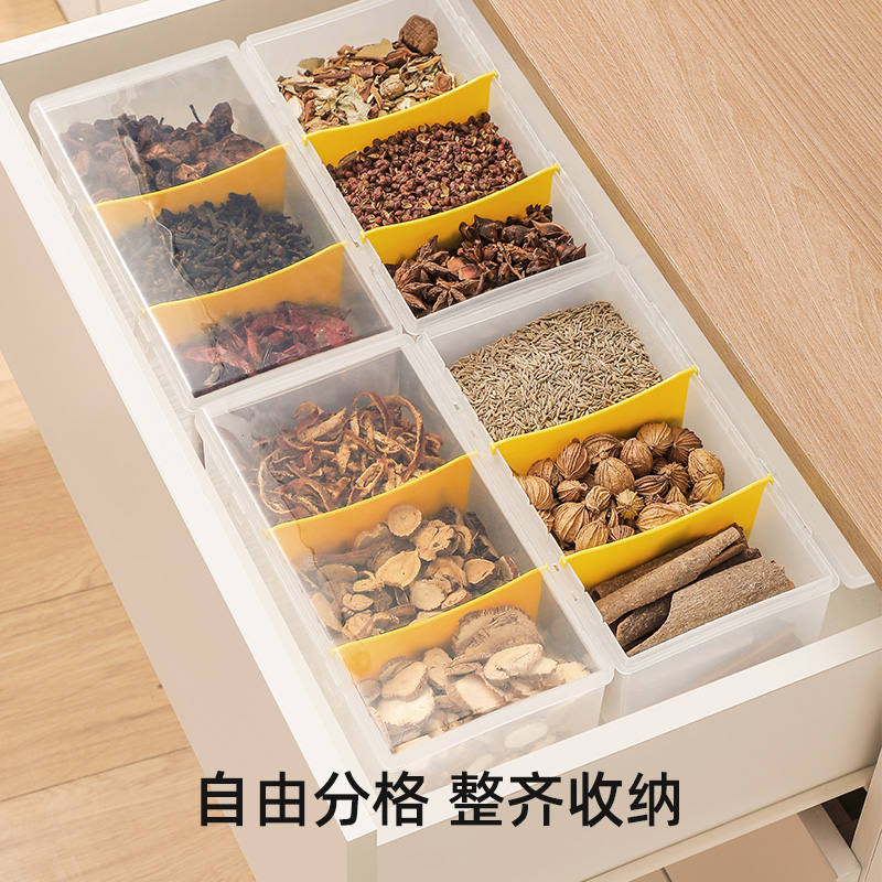 香料调料五谷杂粮分类收纳盒厨房家用大料塑料储物干货食品级坚果收纳盒高清大图